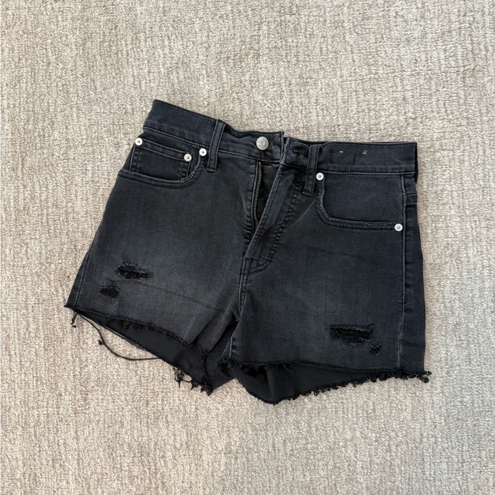 Madewell Black Distressed Perfect Jean Short